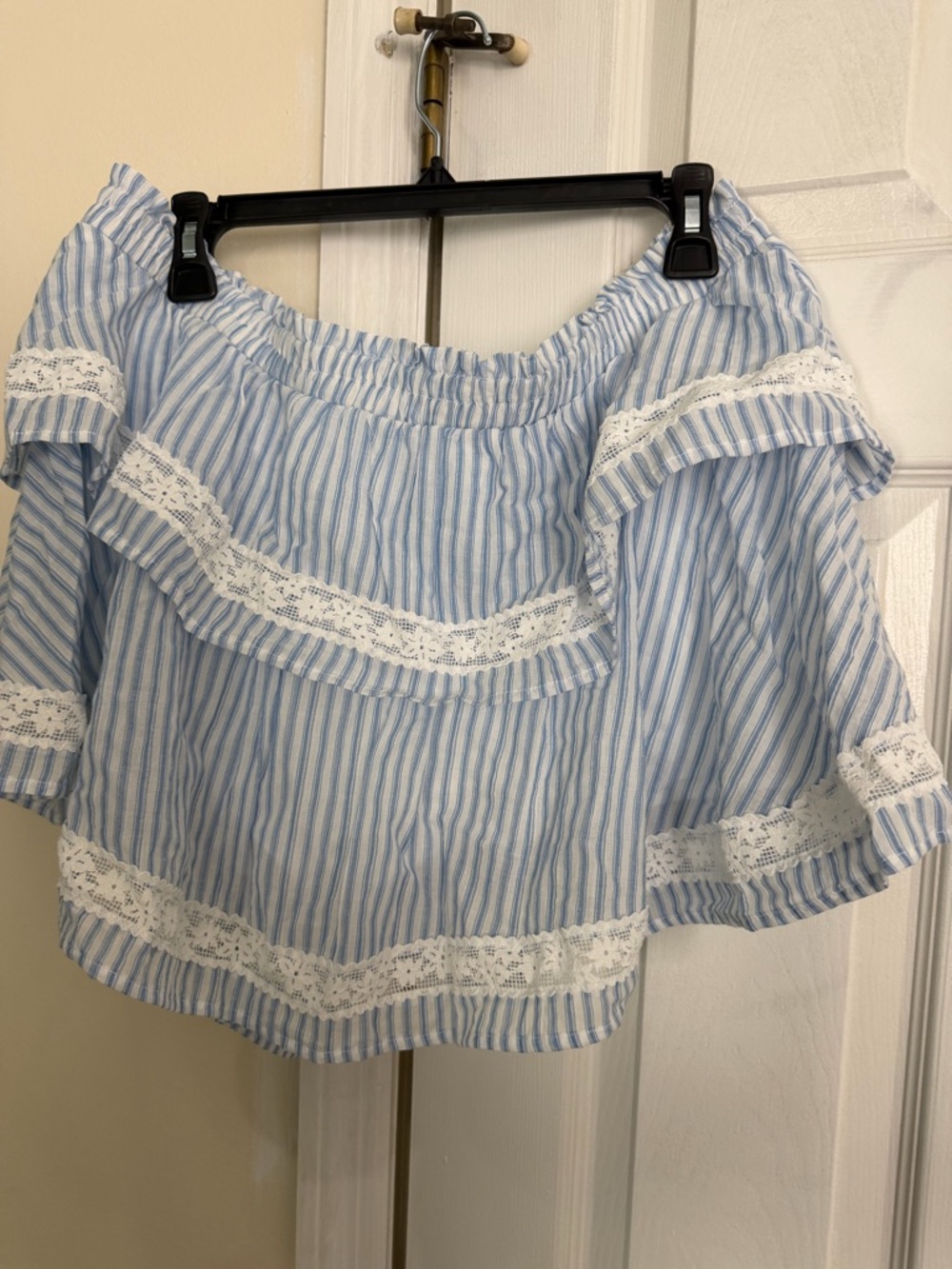 wild fable Light Blue & White Striped skirt with built in shorts
